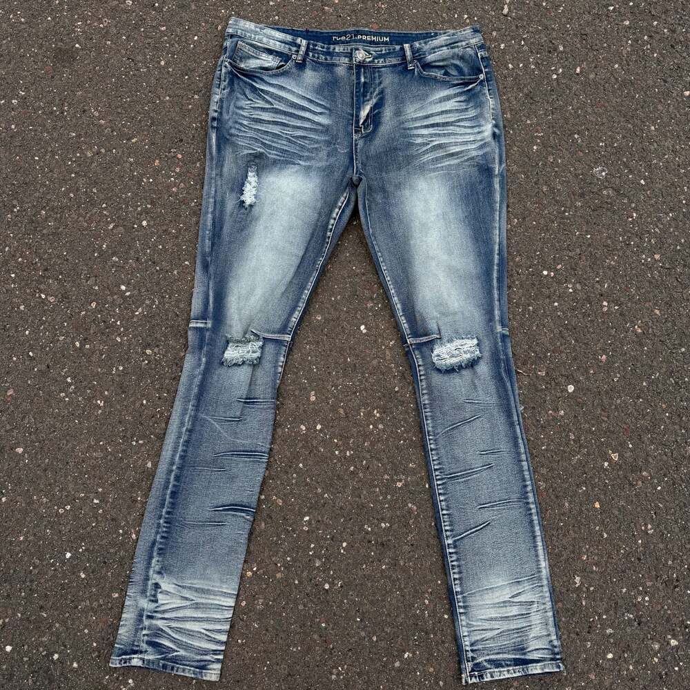 rue21 Premium Men's 40x34 Stacked Skinny Supreme Flex Distressed Jeans